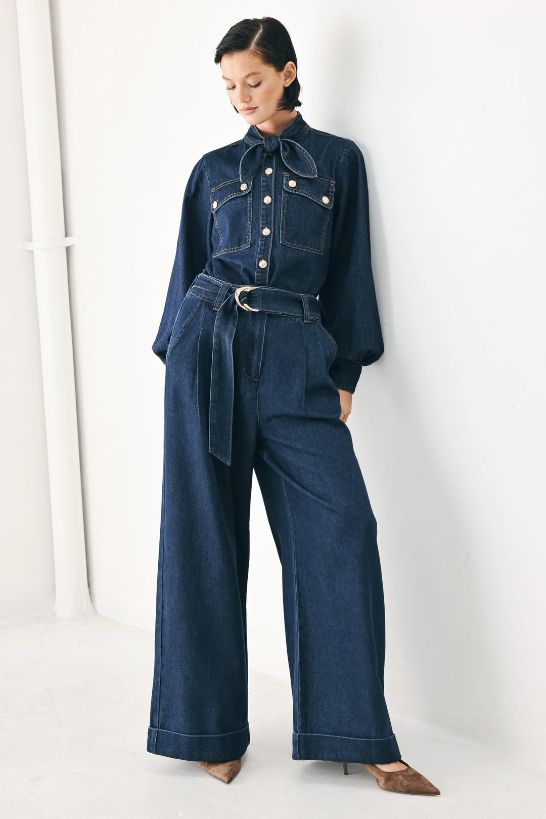 Deep Indigo Modern Muse Denim Pants from KADOU Boutique