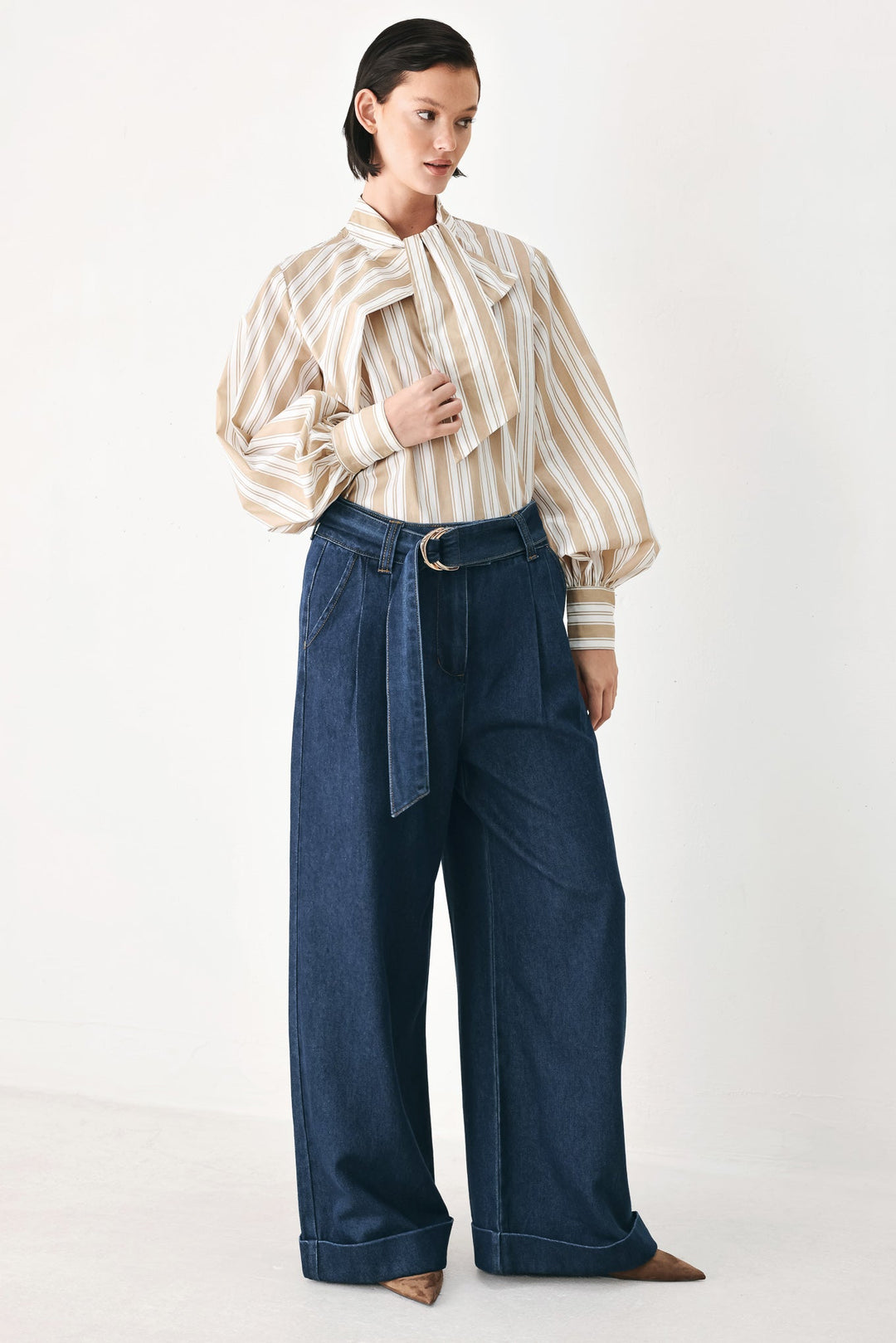 Deep Indigo Modern Muse Denim Pants from KADOU Boutique