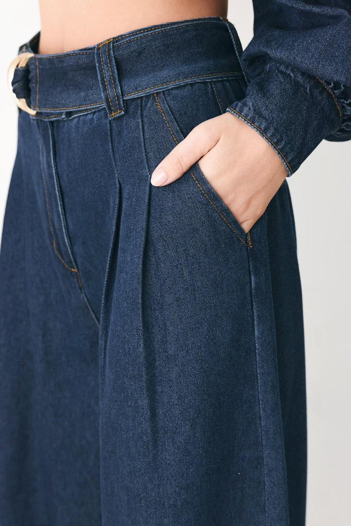 Deep Indigo Modern Muse Denim Pants from KADOU Boutique