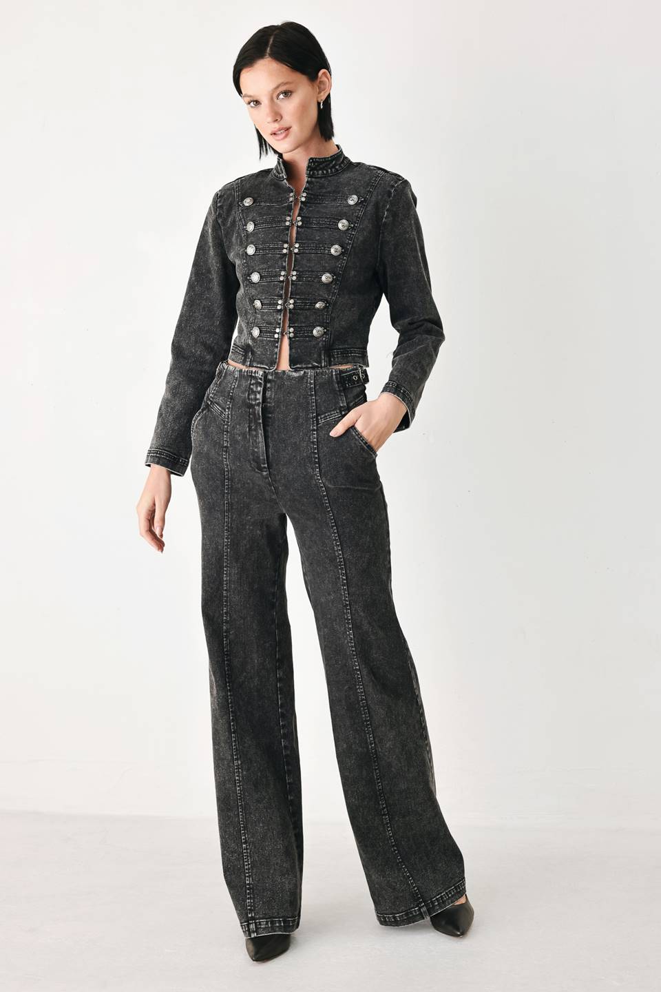 City Limits Black Denim Wide Leg Pants from KADOU Boutique