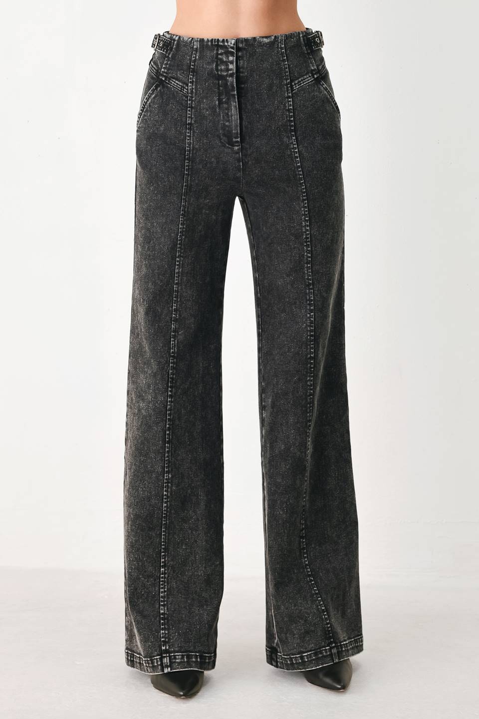 City Limits Black Denim Wide Leg Pants from KADOU Boutique