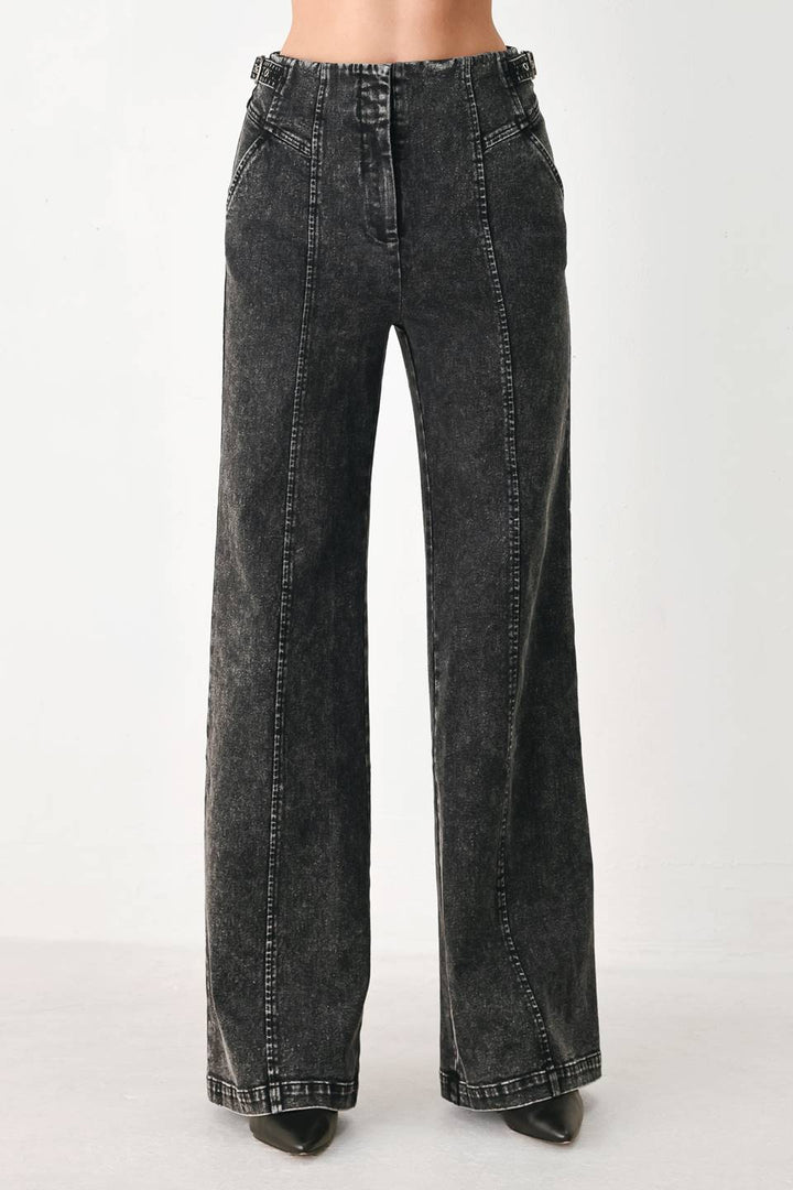 City Limits Black Denim Wide Leg Pants from KADOU Boutique