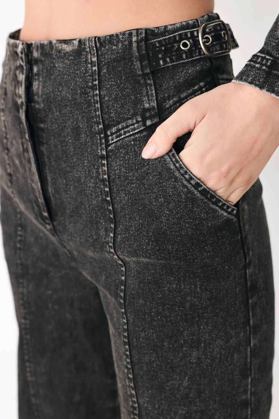 City Limits Black Denim Wide Leg Pants from KADOU Boutique