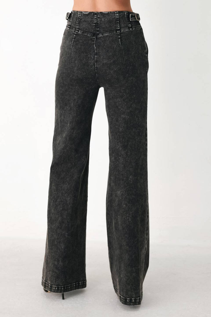 City Limits Black Denim Wide Leg Pants from KADOU Boutique