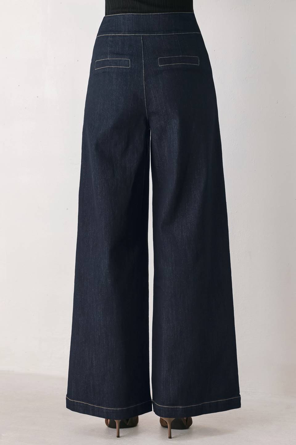 Indigo Icon Dark Indigo Button-Detail Wide-Leg Jeans from KADOU Boutique