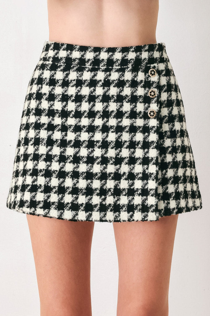 PARIS HOUNDSTOOTH BLACK/WHITE SKORT
