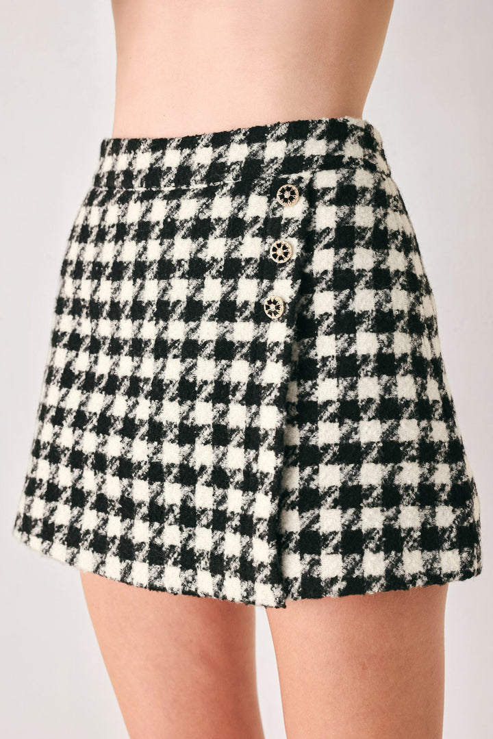 PARIS HOUNDSTOOTH BLACK/WHITE SKORT