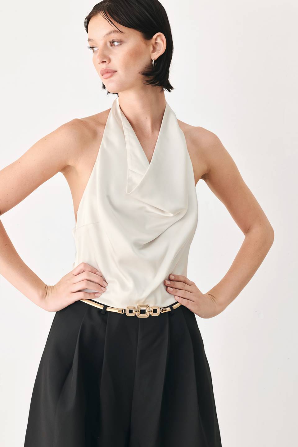 Black & Cream Poise Woven Jumpsuit from KADOU Boutique