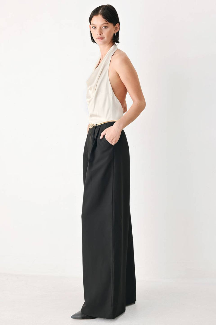 BLACK &amp; CREAM POISE WOVEN JUMPSUIT