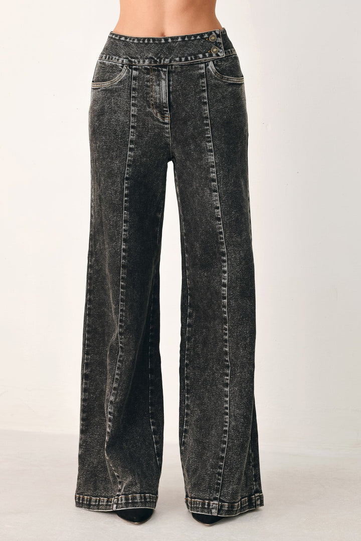 Downtown Edge Crossover Denim Pants from KADOU Boutique