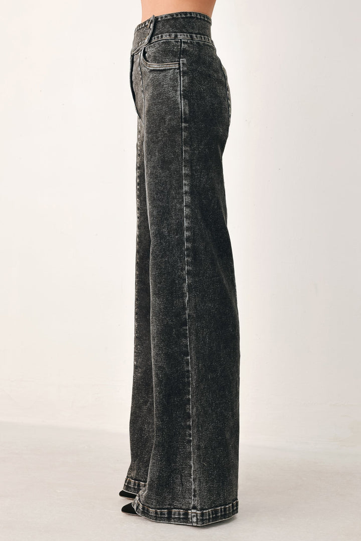 Downtown Edge Crossover Denim Pants from KADOU Boutique