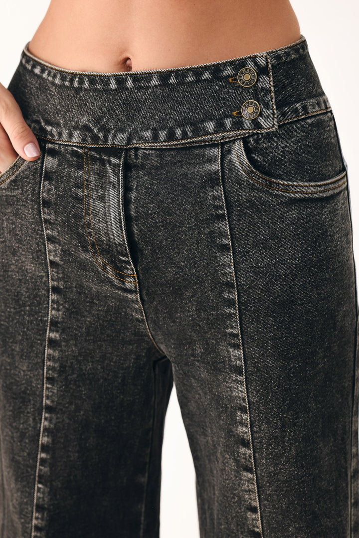 Downtown Edge Crossover Denim Pants from KADOU Boutique