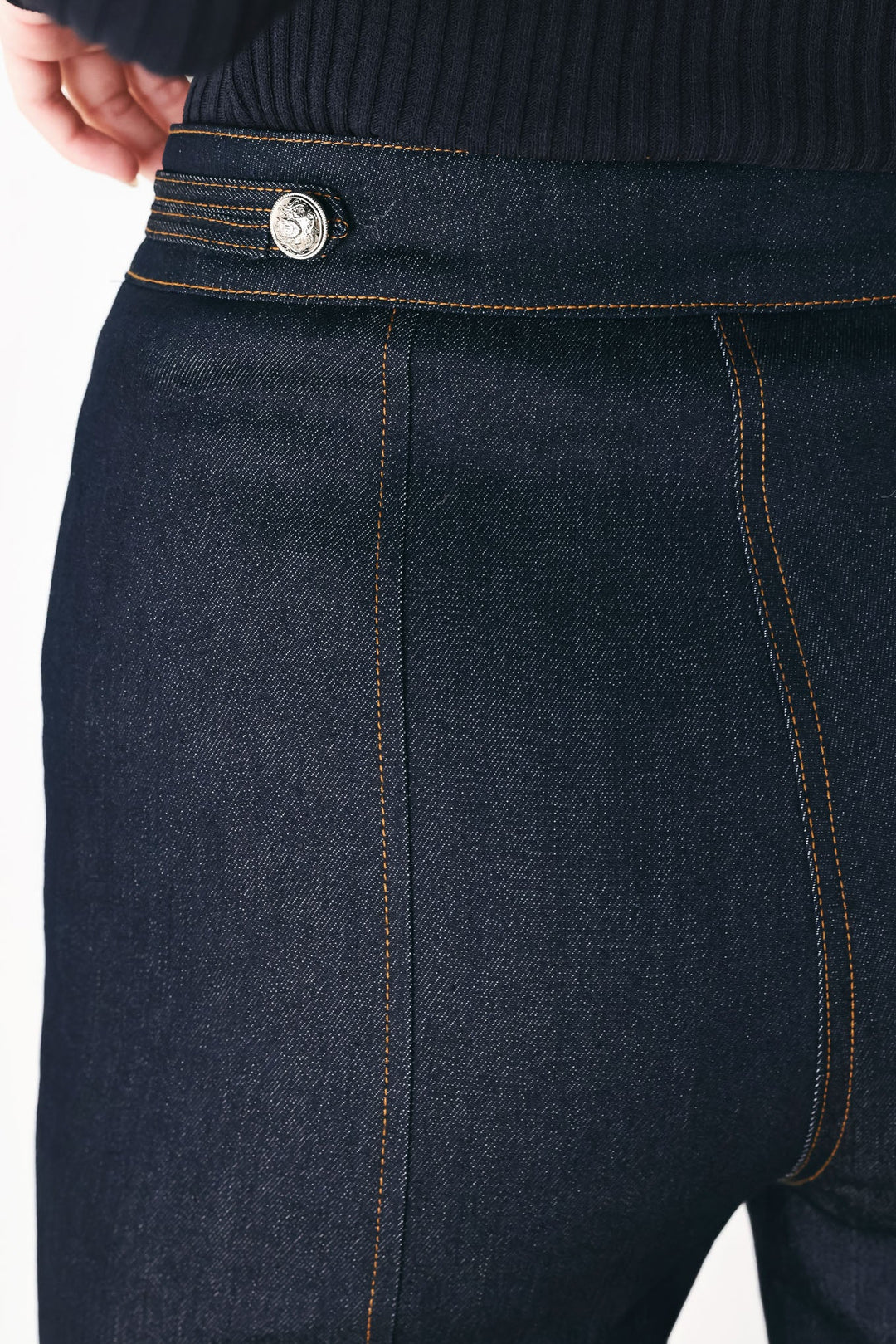 Indigo Impression Button Detail Flare Jeans from KADOU Boutique