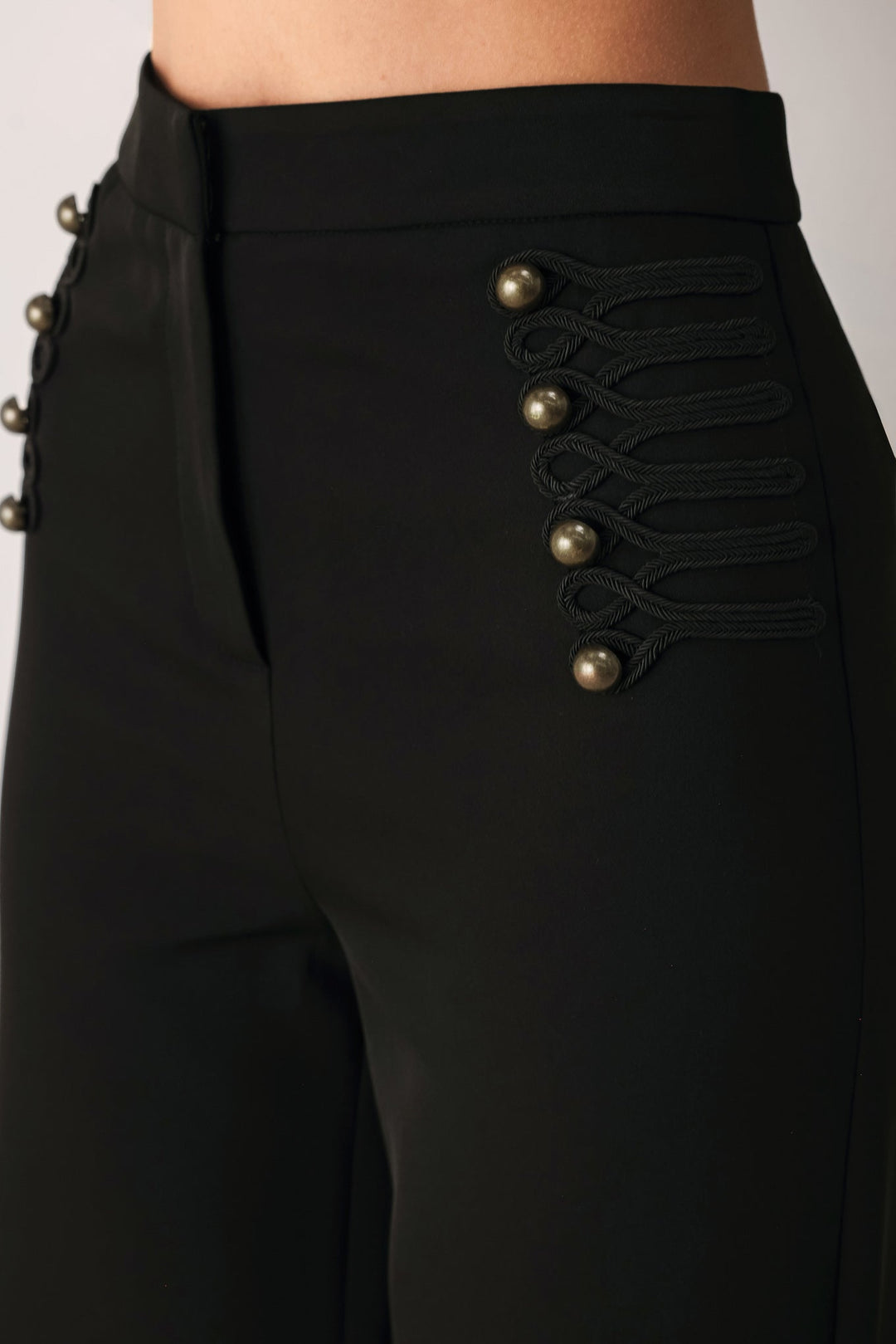 COMMAND NOIR BLACK MILITARY WIDE-LEG PANTS