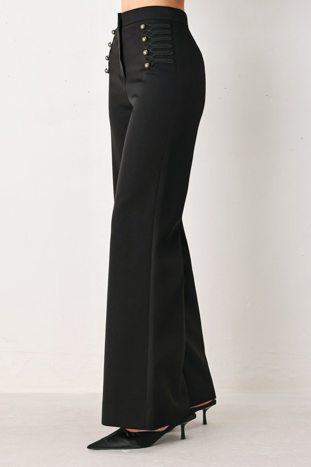 COMMAND NOIR BLACK MILITARY WIDE-LEG PANTS