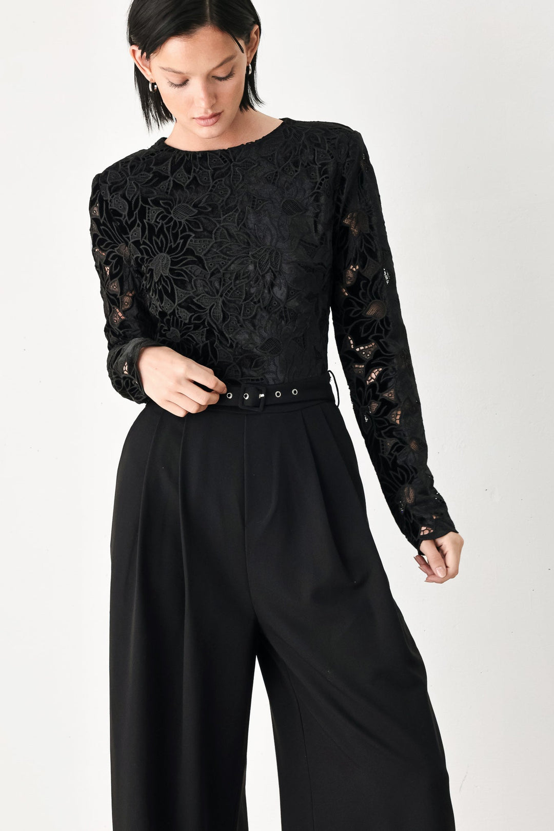 After Dark Lace Wide Leg Jumpsuit from KADOU Boutique