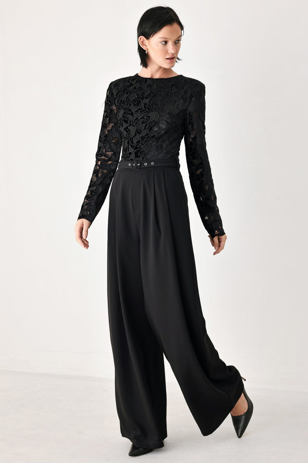 After Dark Lace Wide Leg Jumpsuit from KADOU Boutique