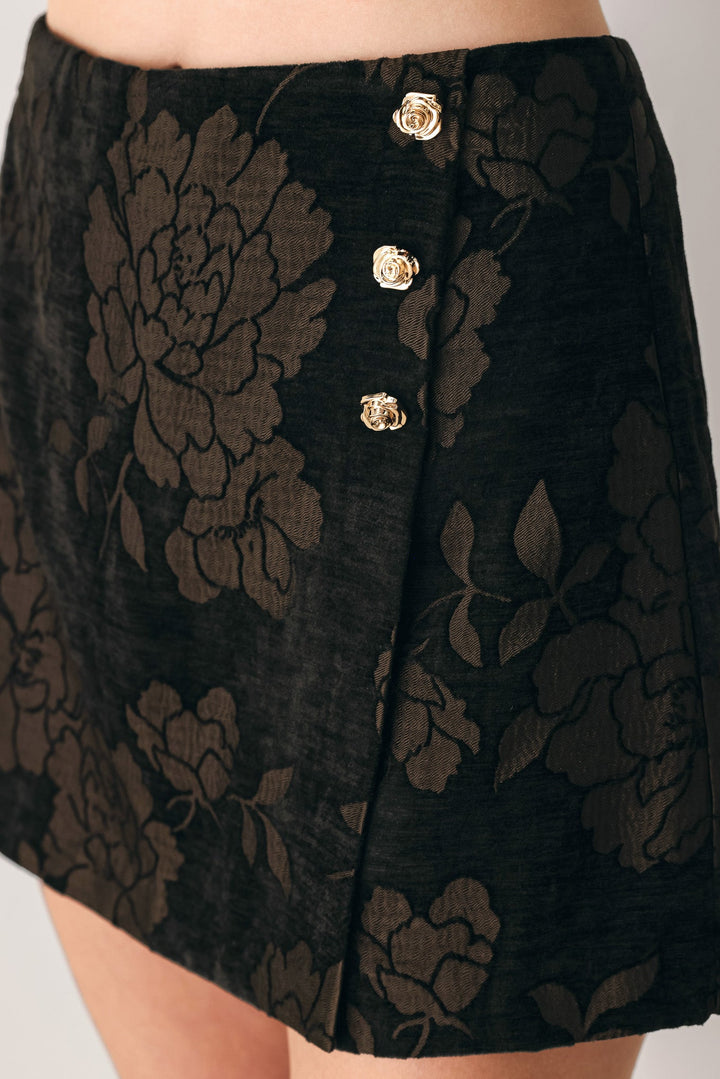 COCOA TAPESTRY BROWN JACQUARD SKORT