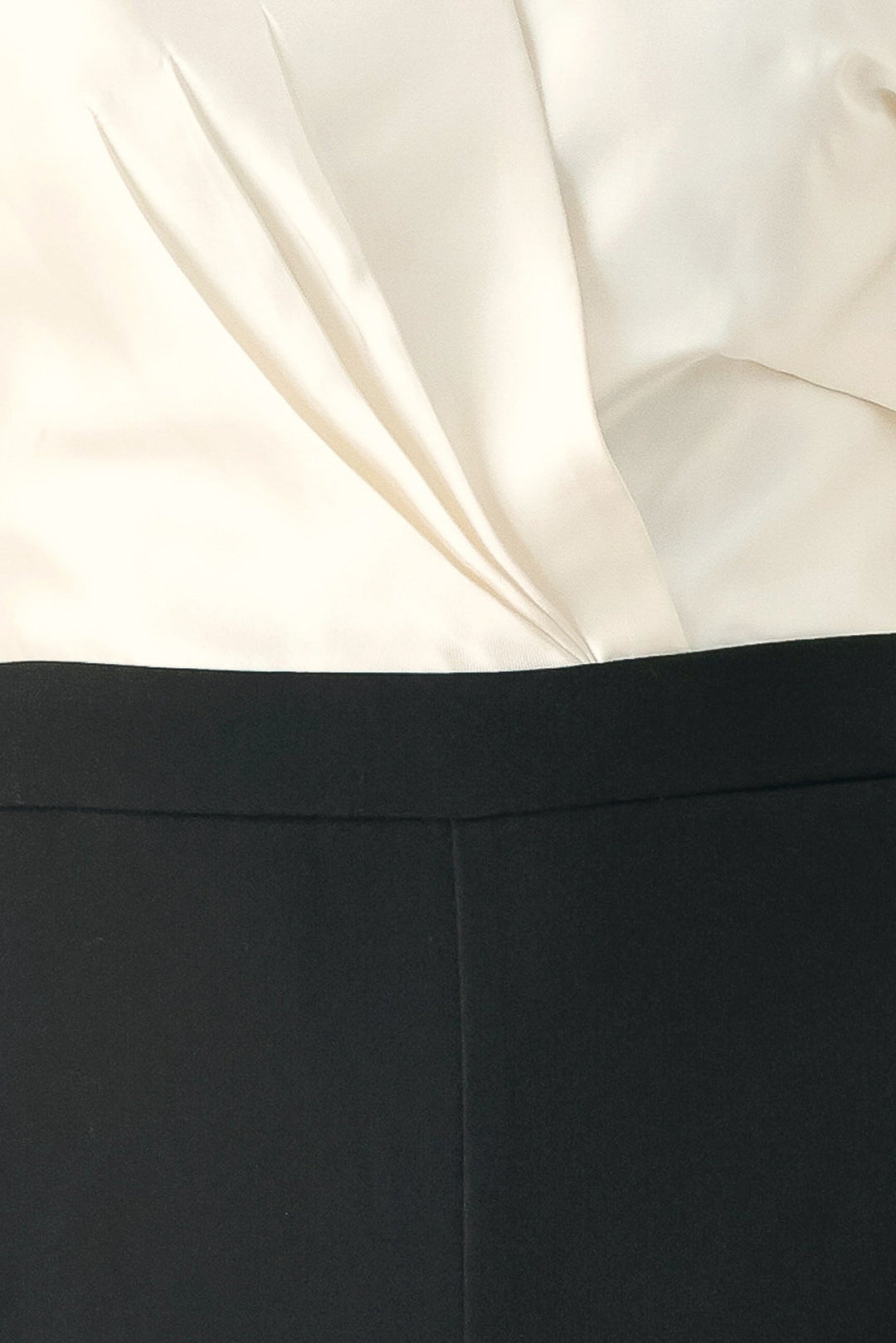 TUXEDO HOUR BLACK/CREAM STRAPLESS WIDE-LEG JUMPSUIT
