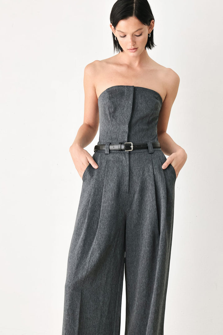 Power Hour Strapless Belted Jumpsuit from KADOU Boutique