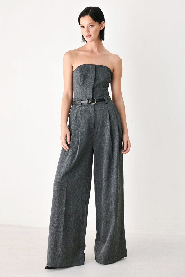Power Hour Strapless Belted Jumpsuit from KADOU Boutique