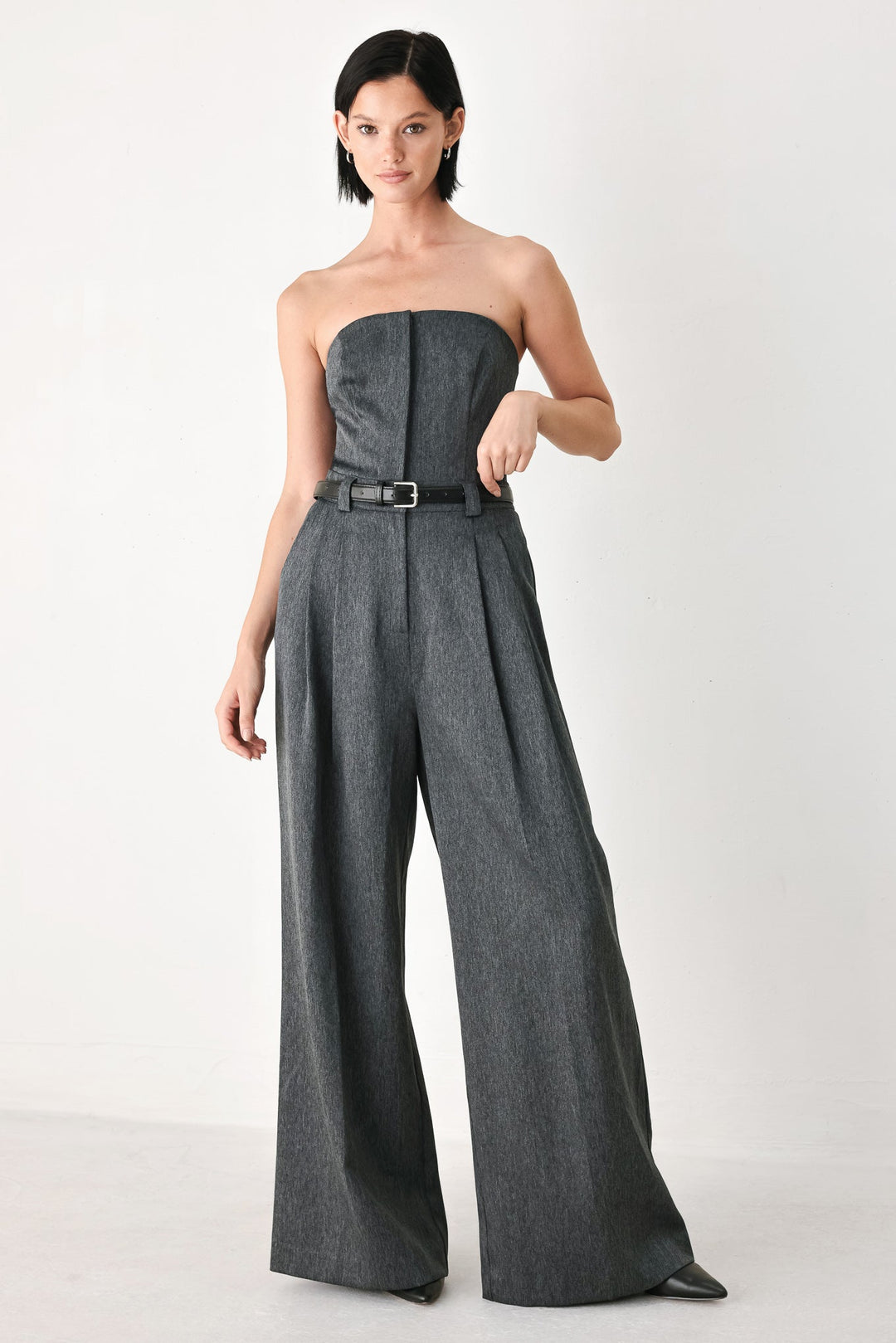 Power Hour Strapless Belted Jumpsuit from KADOU Boutique