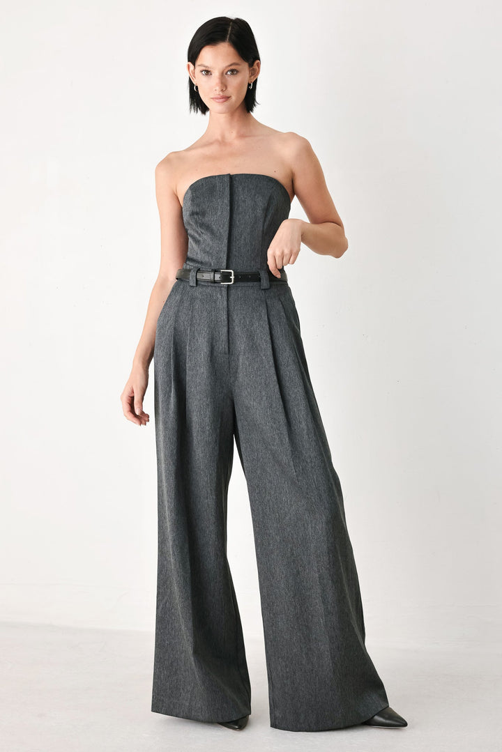 Power Hour Strapless Belted Jumpsuit from KADOU Boutique