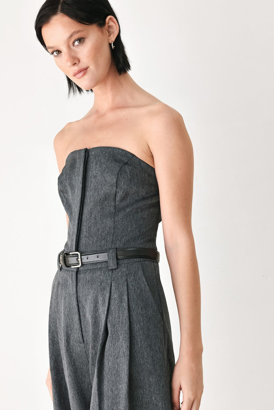 Power Hour Strapless Belted Jumpsuit from KADOU Boutique