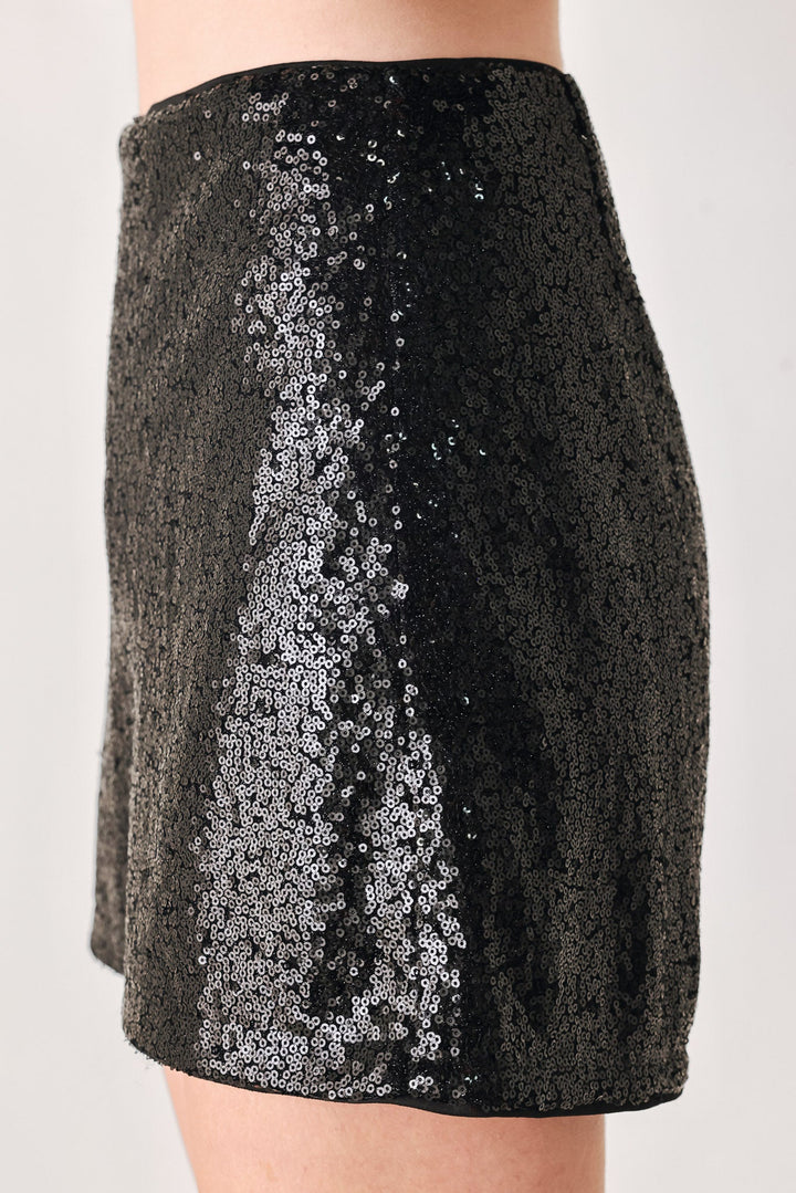 MIDNIGHT DISCO BLACK SEQUIN SKORT