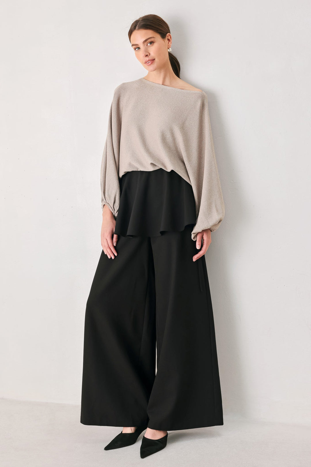 NOIR LAYER BLACK SKIRT-OVERLAY PANTS