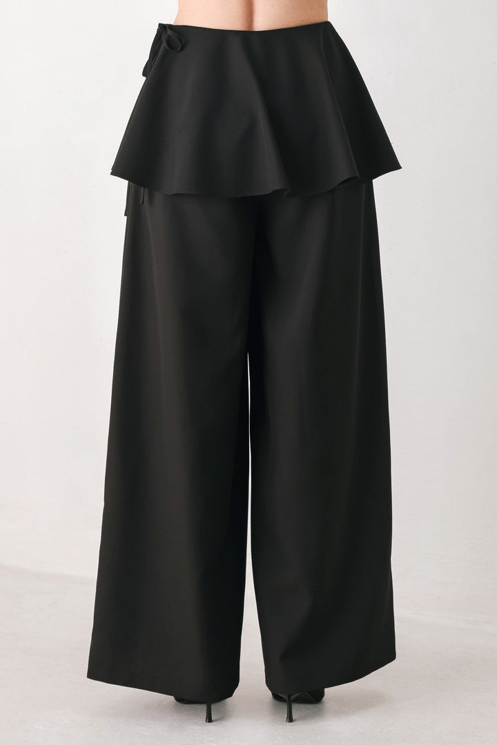 NOIR LAYER BLACK SKIRT-OVERLAY PANTS