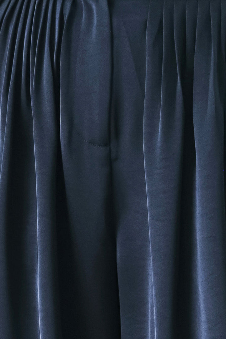 NAVY KNOT NAVY PLEATED WIDE-LEG PANTS