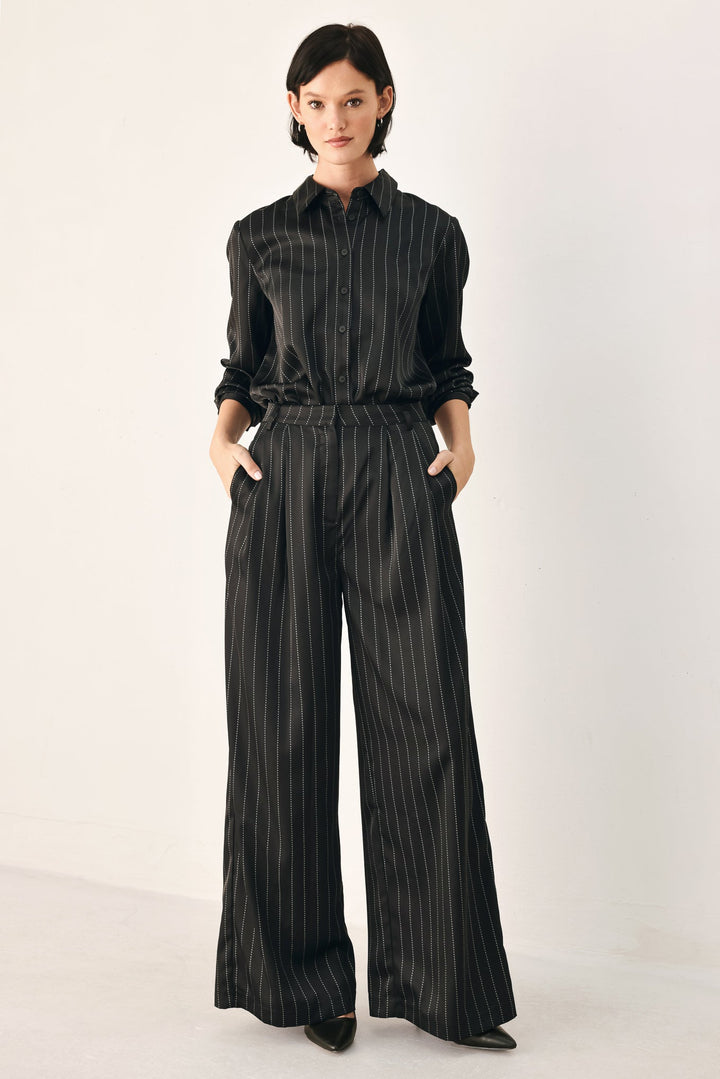City After Dark Striped Wide Leg Pants from KADOU Boutique