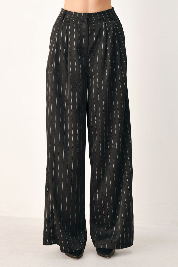 City After Dark Striped Wide Leg Pants from KADOU Boutique