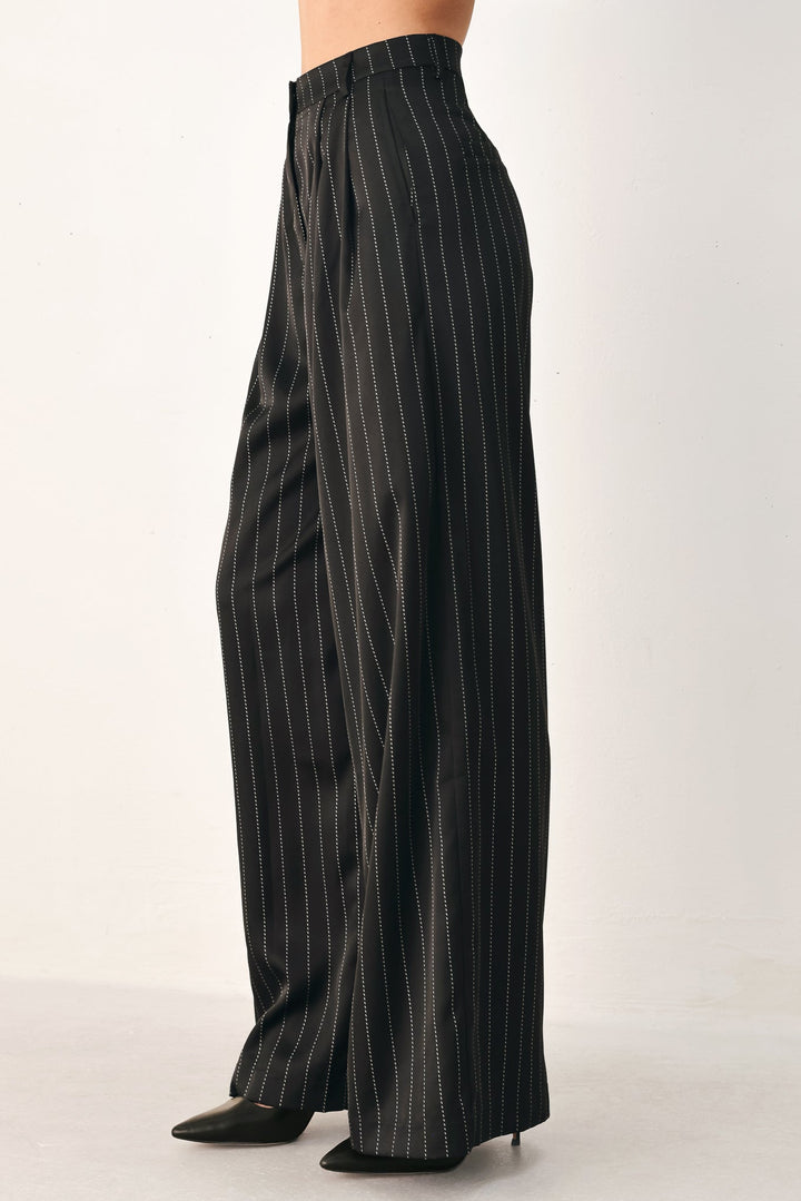 City After Dark Striped Wide Leg Pants from KADOU Boutique