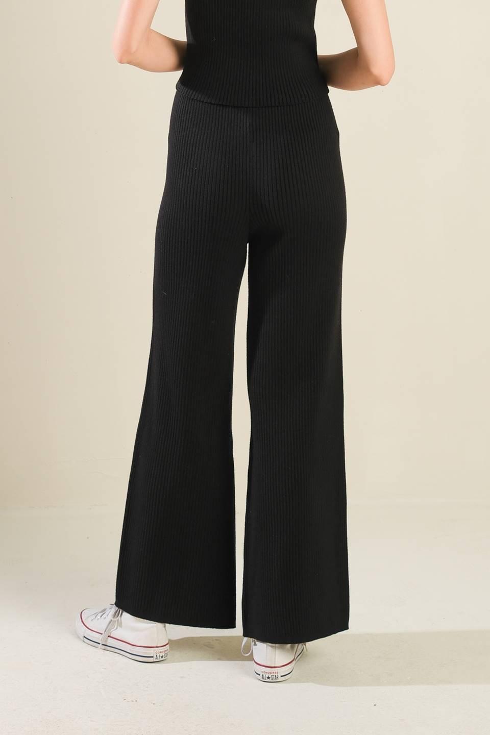 Regal Rise Black Knit Pants from KADOU Boutique