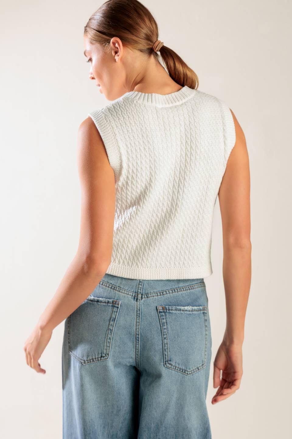 Nothing Like It White Knit Vest from KADOU Boutique