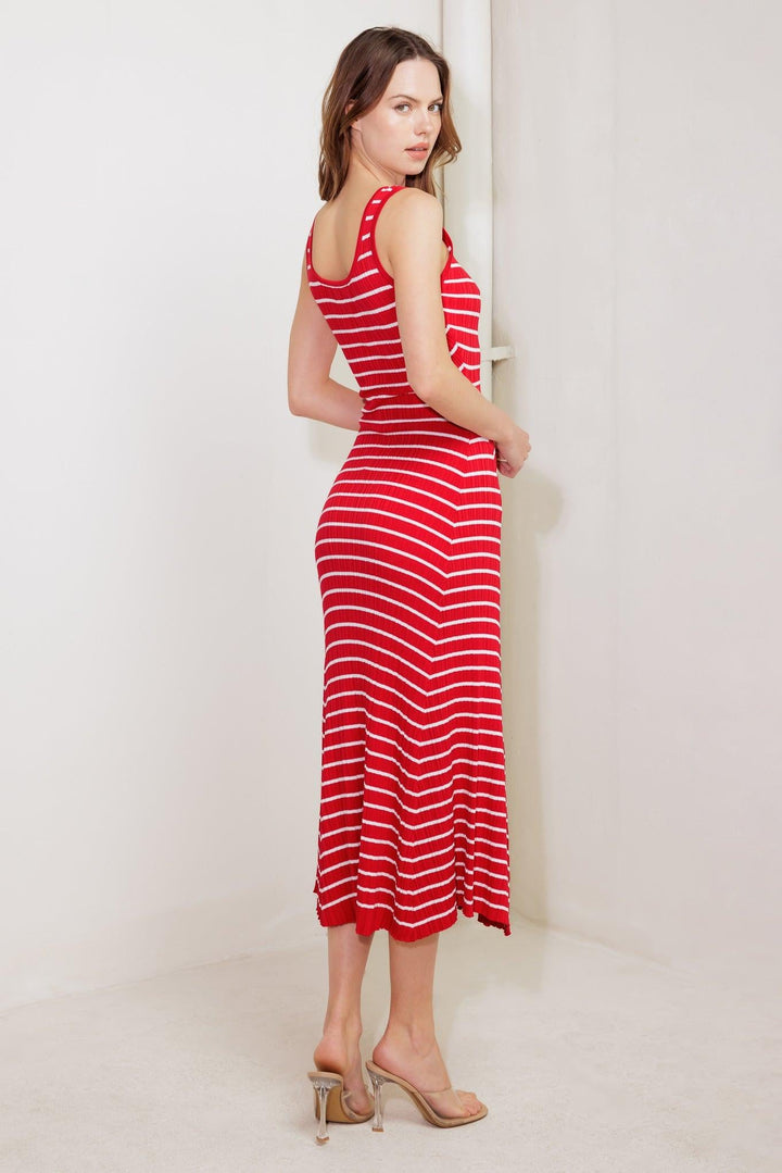 Soft Side of Red Knit Midi Dress from KADOU Boutique