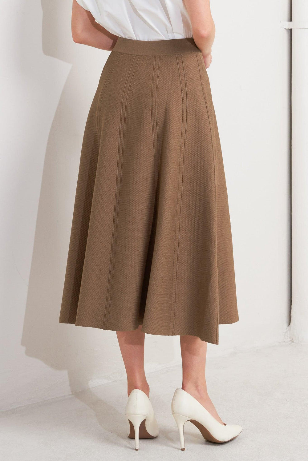 Latte Lane Sweater Knit Circle Skirt from KADOU Boutique
