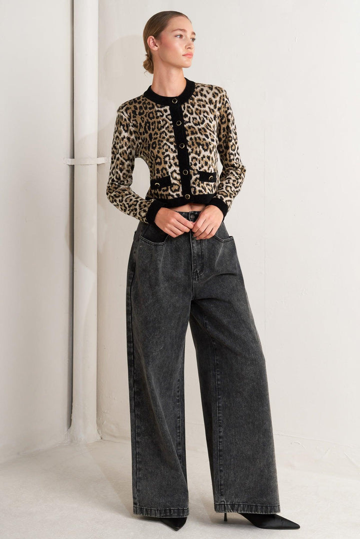 URBAN GODDESS LEOPARD SWEATER CARDIGAN