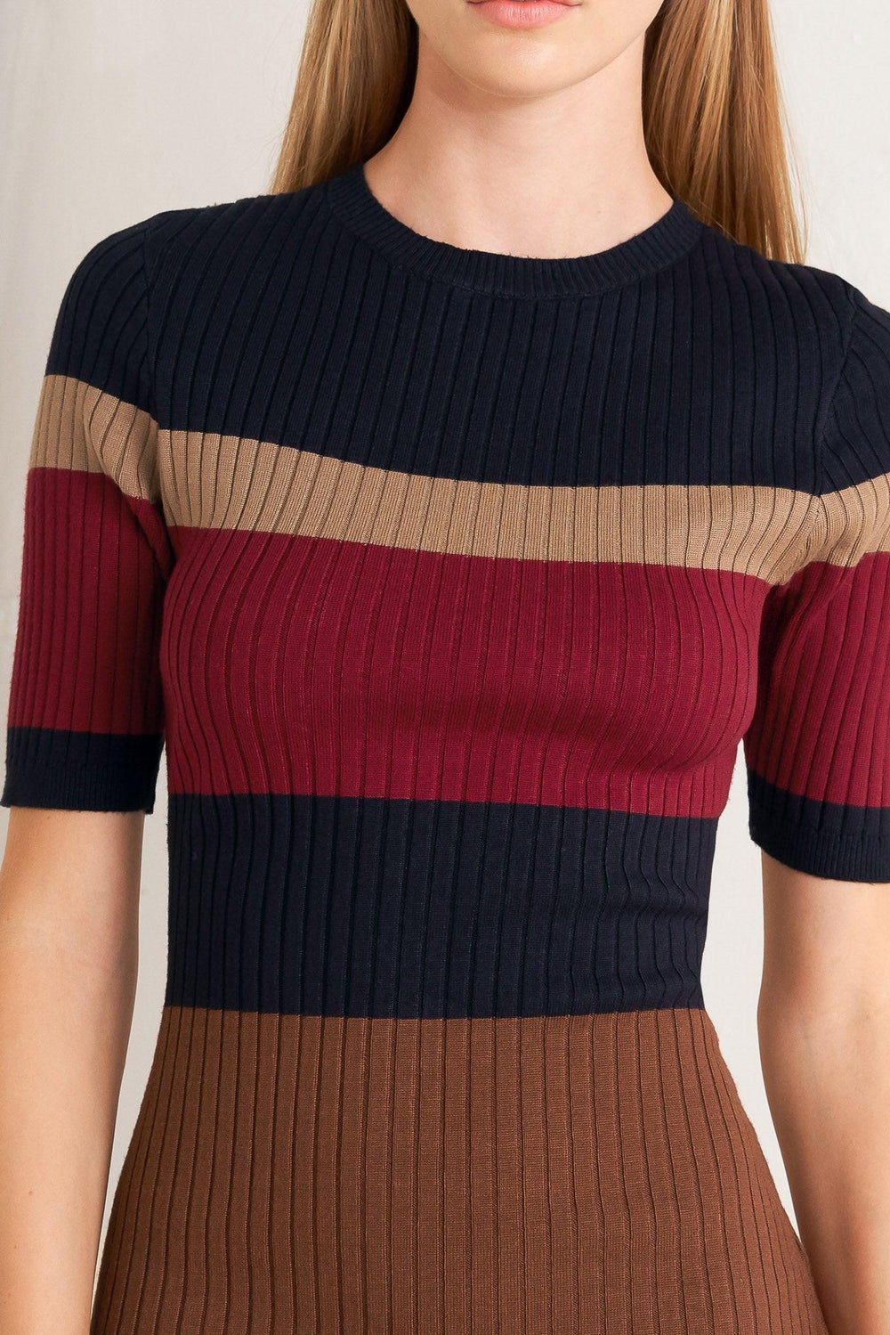Fall Rhythm Color Blocked Midi Sweater Dress from KADOU Boutique