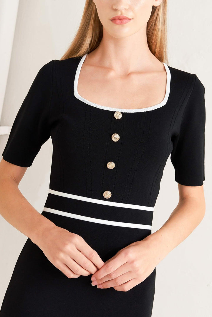Elegant Frame Sweater Knit Midi Dress from KADOU Boutique