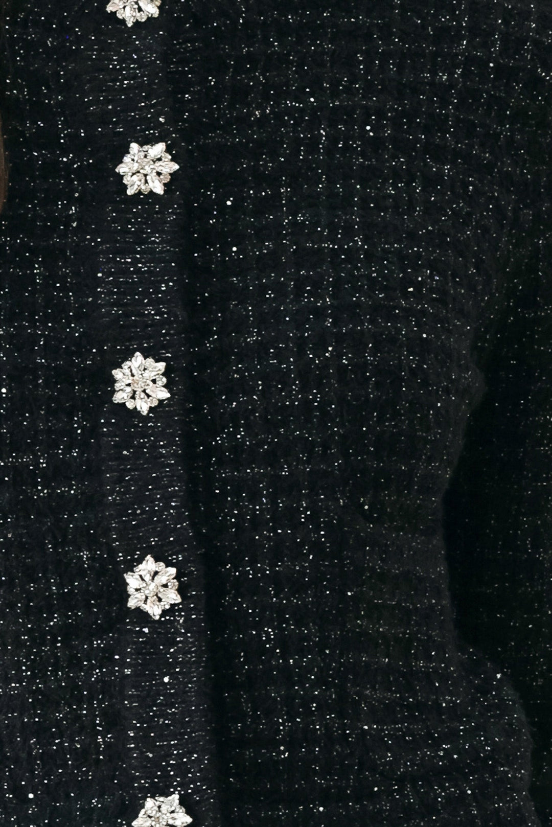 JEWELED MIDNIGHT BLACK BUTTON-DOWN SWEATER CARDIGAN