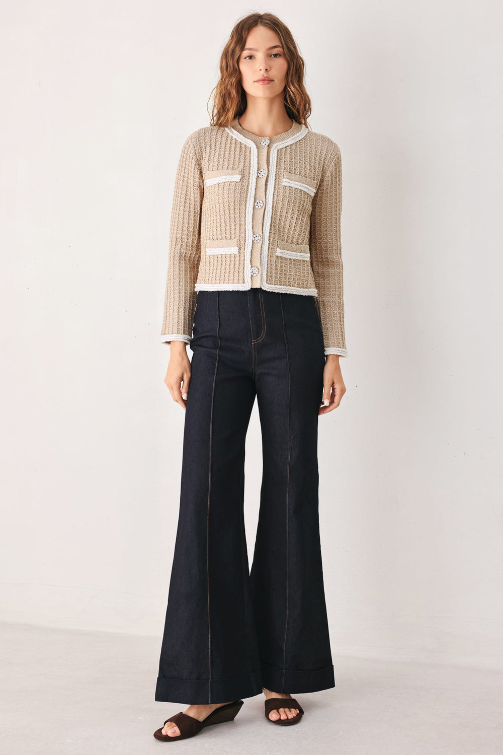 Camelia Contrast-Border Cardigan from KADOU Boutique