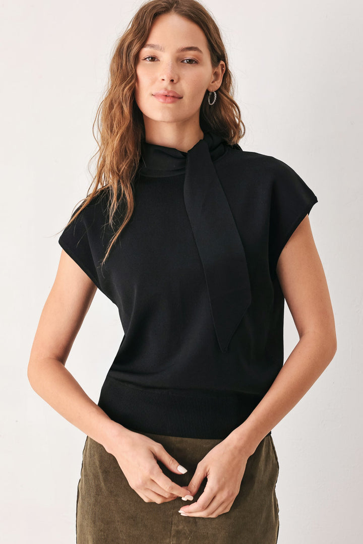Amberglow Soft Knit Scarf Sweater Knit Top from KADOU Boutique