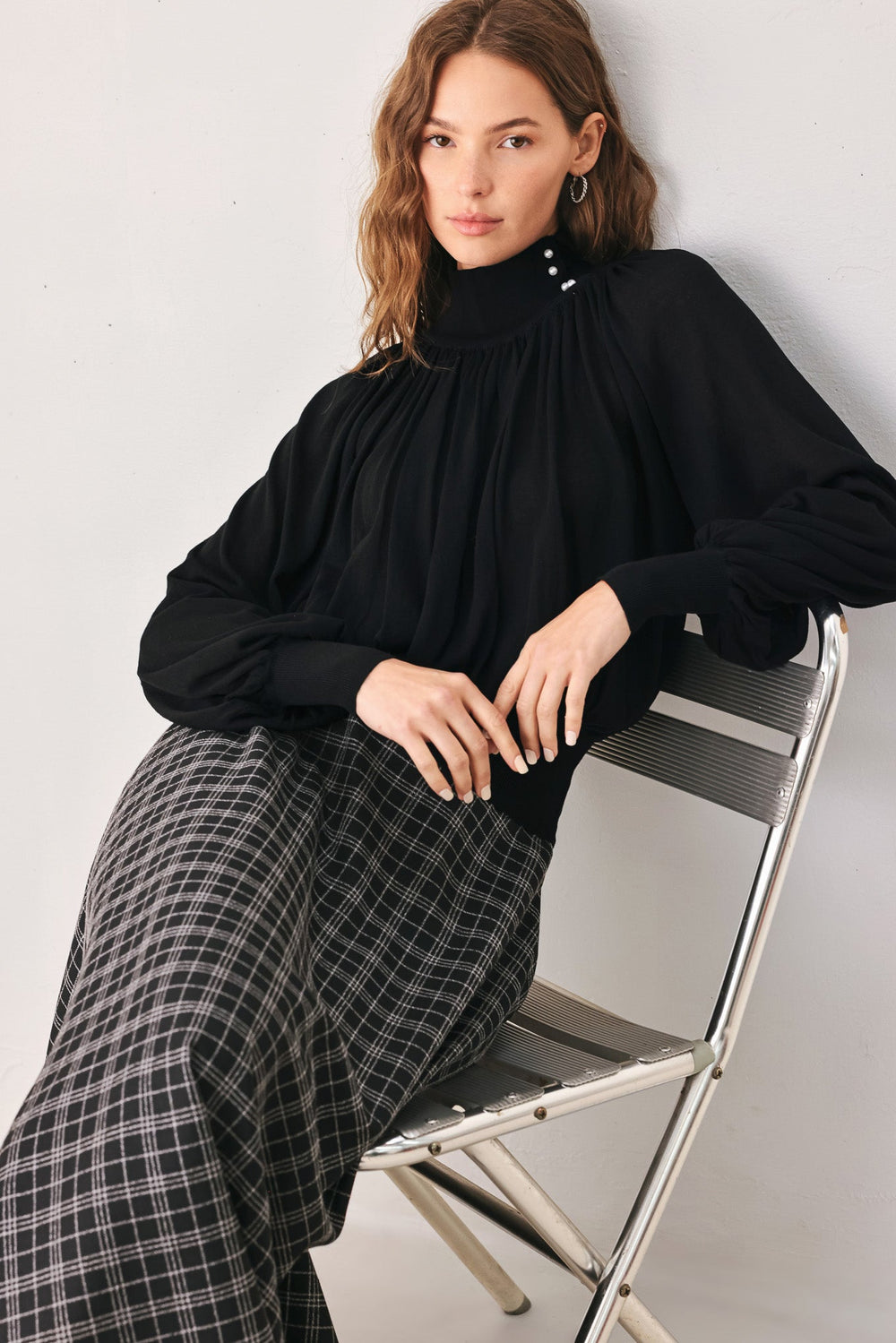 Macadamia Draped Sweater Knit Top from KADOU Boutique