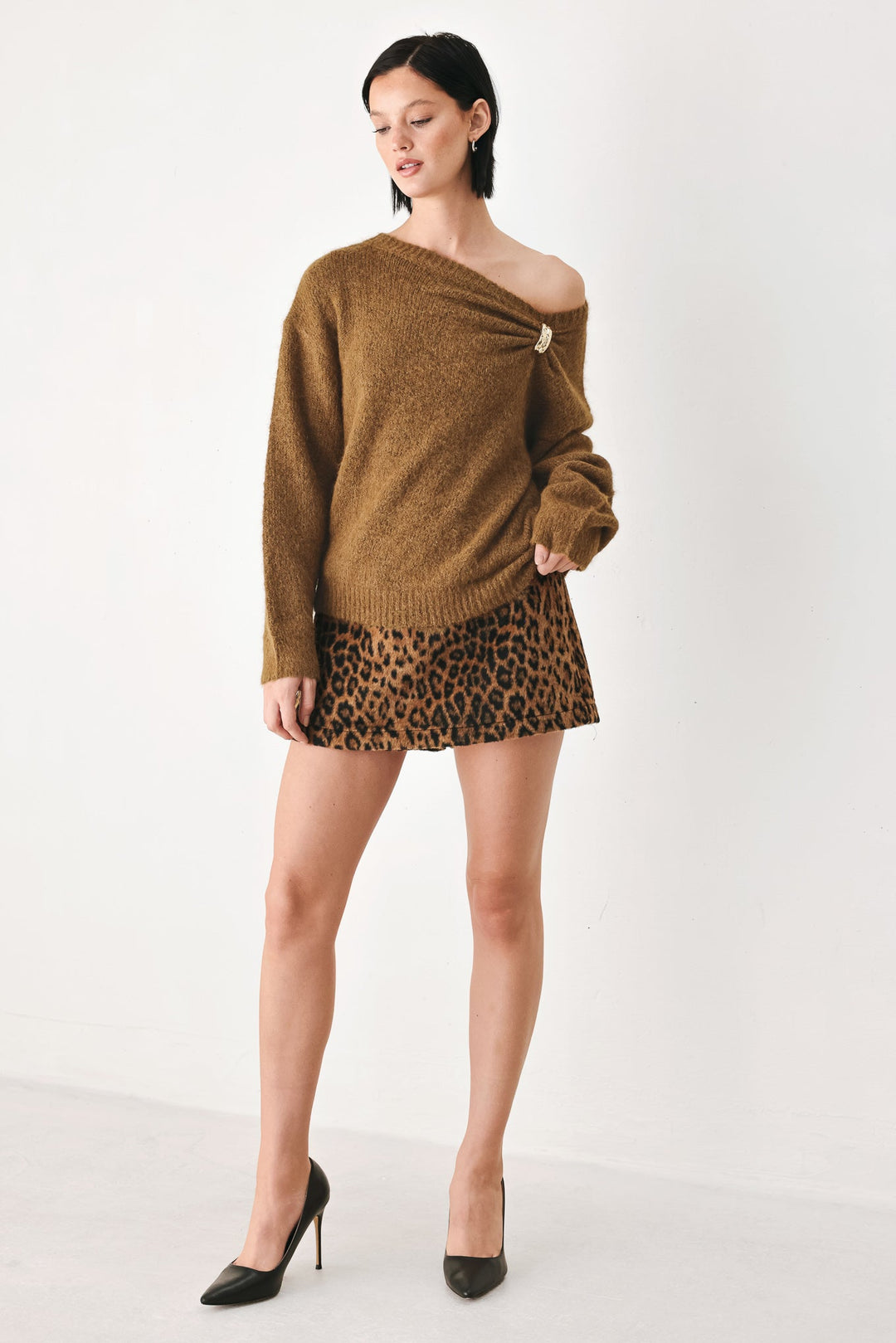 Fireside Charm Cinched Neck Sweater from KADOU Boutique