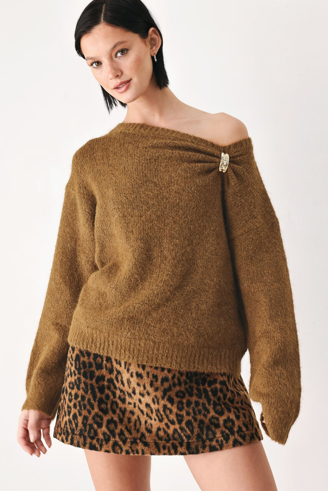Fireside Charm Cinched Neck Sweater from KADOU Boutique