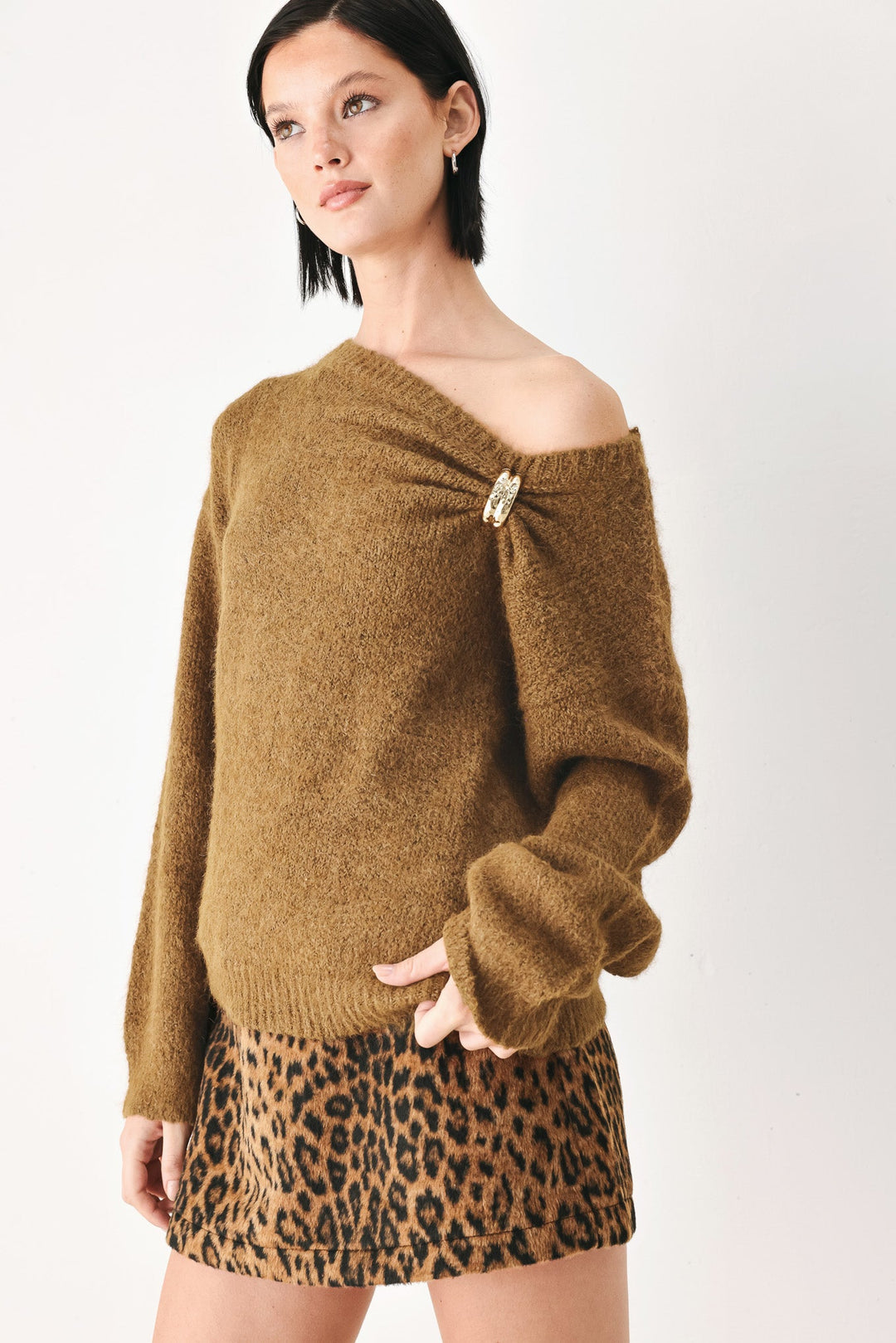 Fireside Charm Cinched Neck Sweater from KADOU Boutique