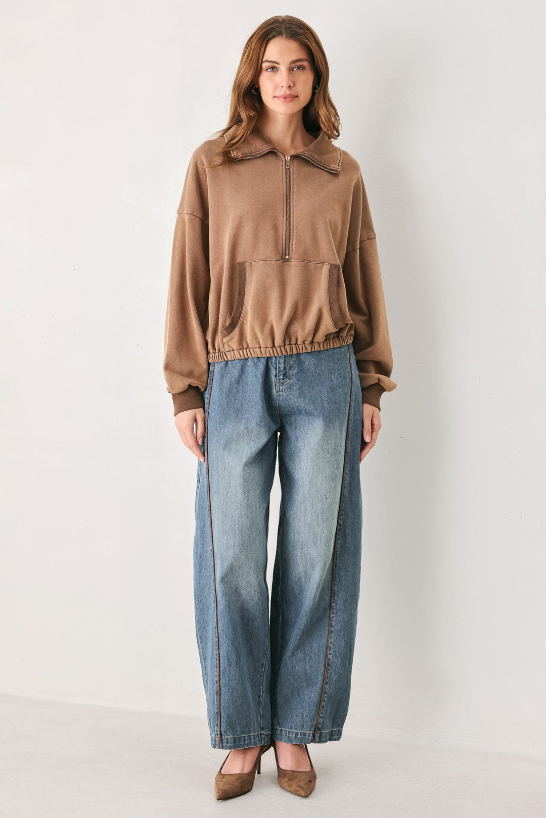 DELIGHTFUL DRAPE FRENCH TERRY SWEATSHIRT